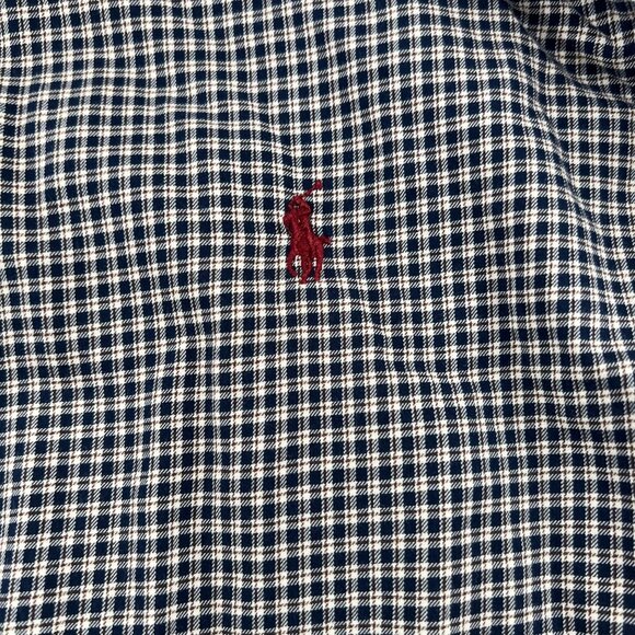 Ralph Lauren Men's size Large Navy Checkered Long Sleeve Button-Down Shirt - Picture 2 of 6
